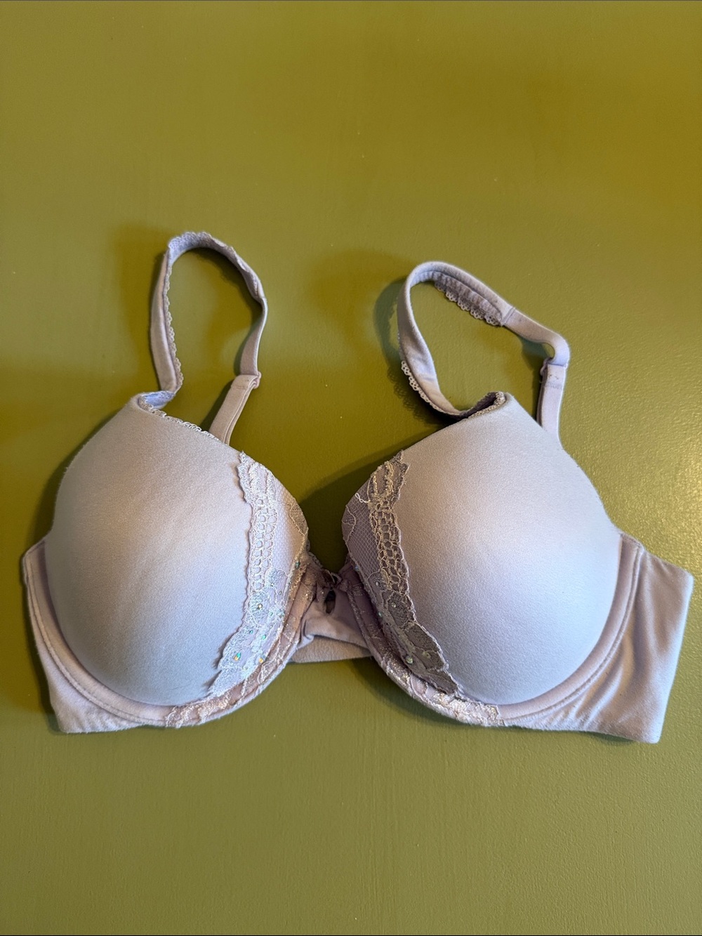 Victoria’s Secret Body By Victoria Perfect Light  Lavender Lace Trim Push-Up Bra